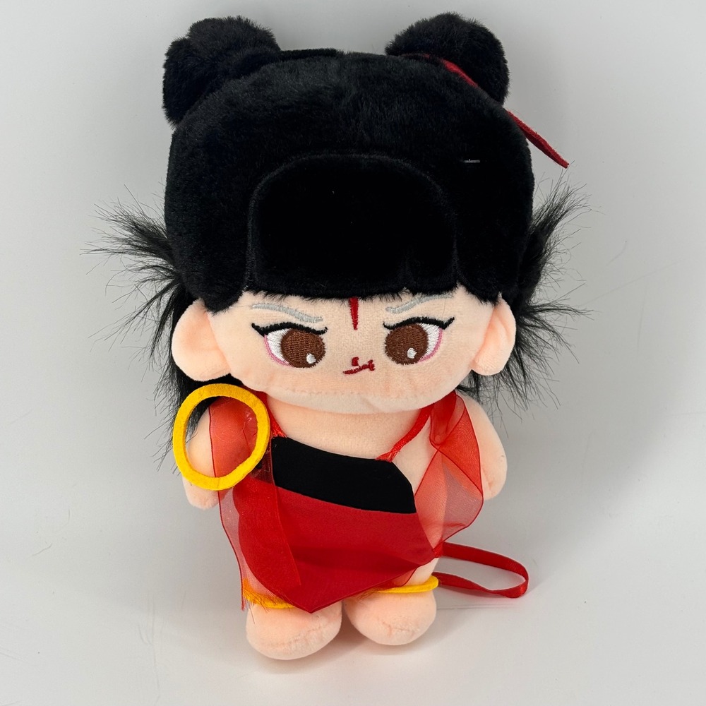 Nezha Reborn Plush Doll 9 Inch Stuffed Figure Chinese Animation Red Black Outfit